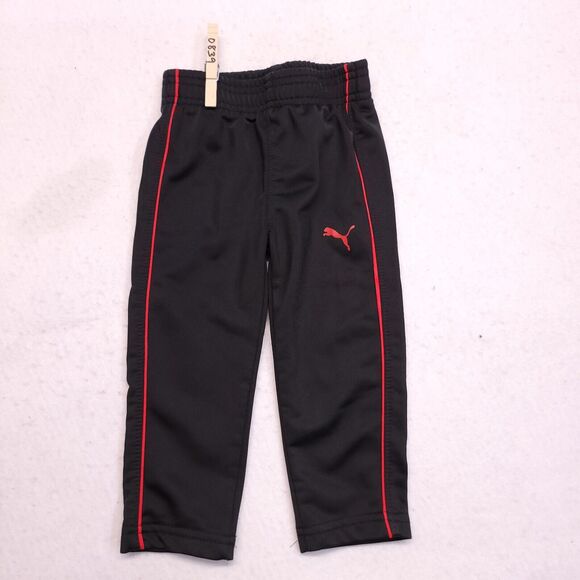 Puma Active Pull On Running Athletic Pants Toddler Boys Size 12M Black Red - Picture 2 of 8
